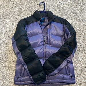 Purple and Black Down Puffer Jacket - Women's Insulated Coat
